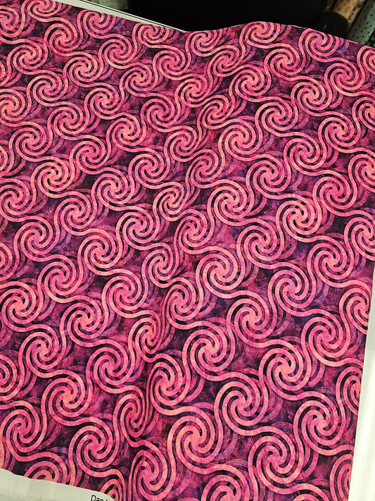 QT Fabrics Circle Swirls in Magenta by Dan Morris