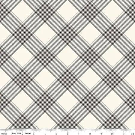 Riley Blake Fleur Noire Line Plaid Cream C12527