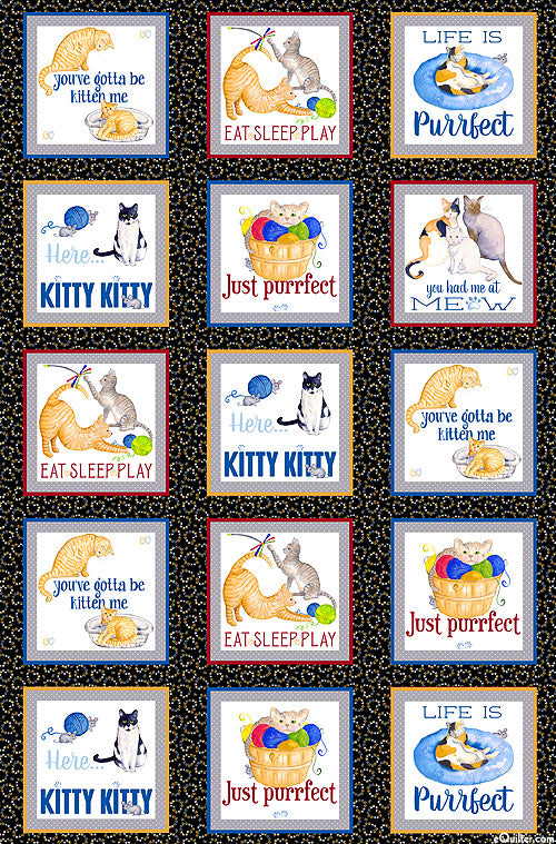 Benartex Kitty City Boxes Panel Multi