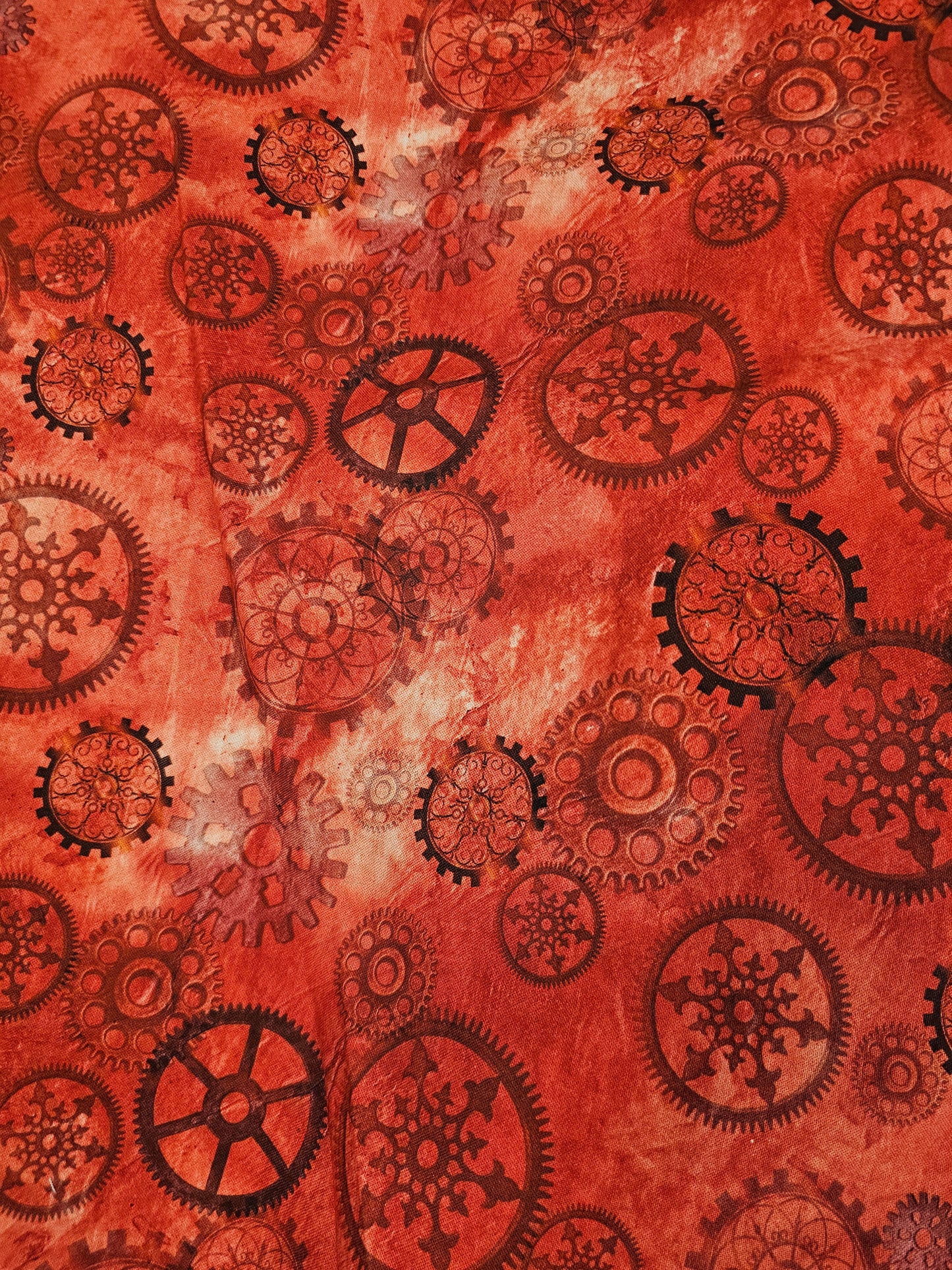 QT Fabrics Aquatic Steampunkery Gears Red by Desiree Designs