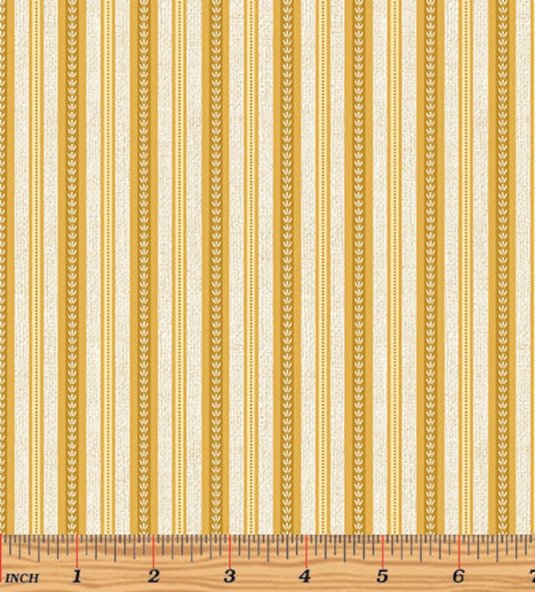 Benartex Garden Happy Stripe in Yellow Cream 9428