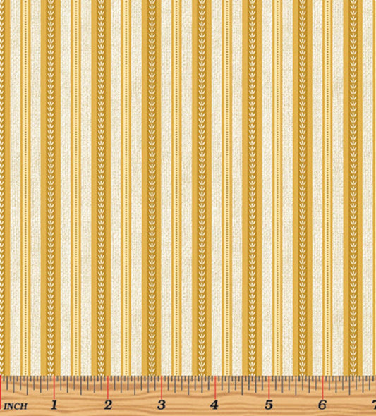 Benartex Garden Happy Stripe in Yellow Cream 9428