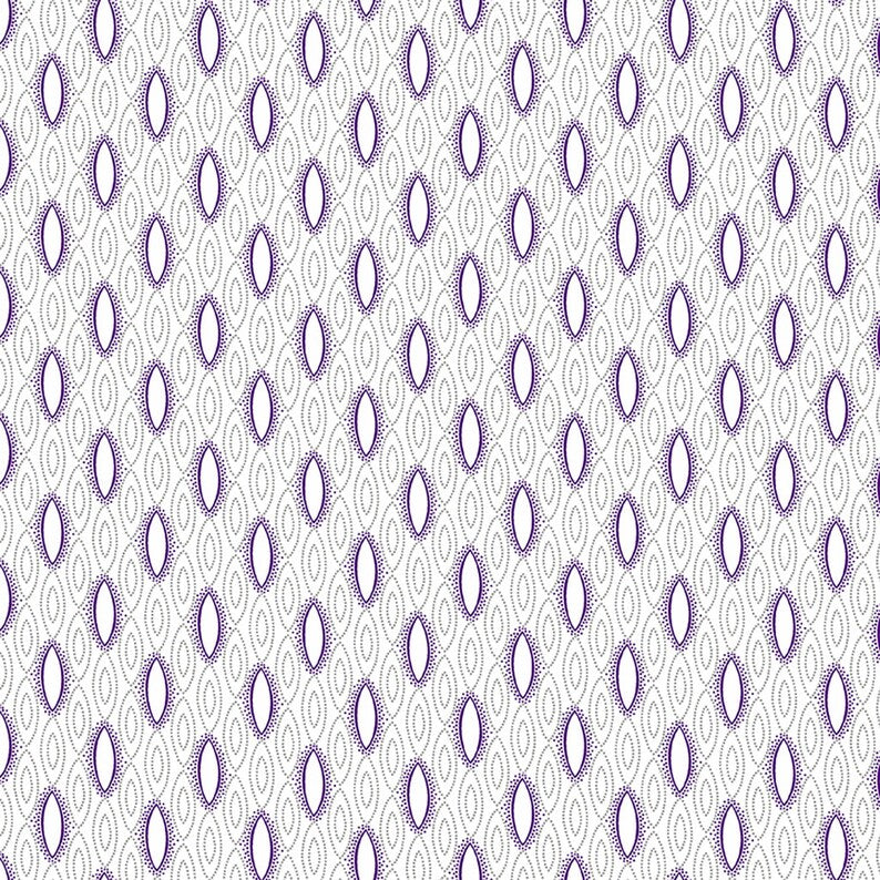 Clothworks Purple Reign Geometric White