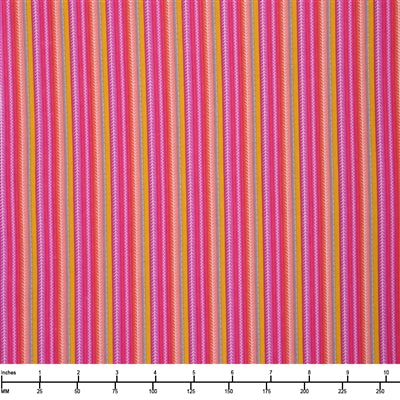 Benartex Sew Bloom Stitch Stripe Pink Multi 13088-22