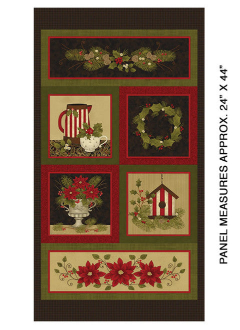 Benartex Winterberry Wintergreen Holly Panel