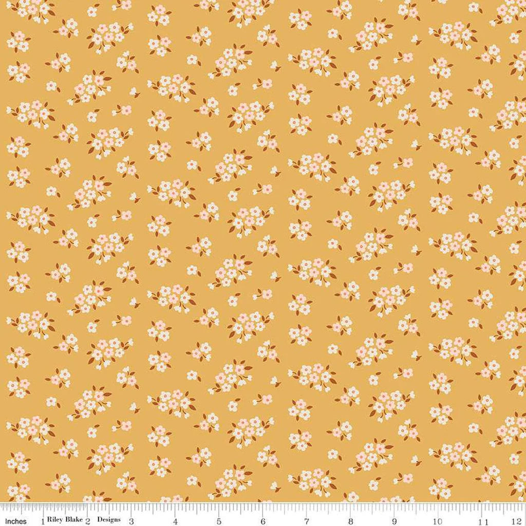 Riley Blake Fairy Dust Floral Mustard C12444