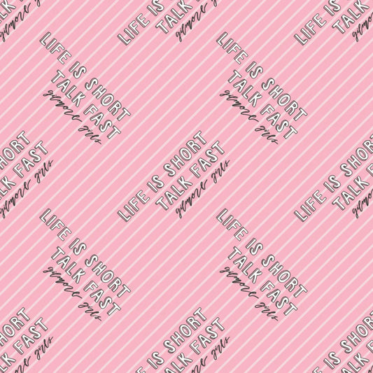 Camelot Fabrics Gilmore Girls Talk Fast Stripe Pink 25840102