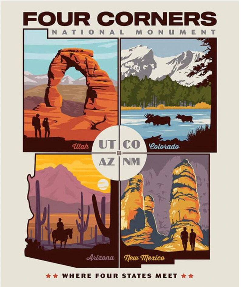 Riley Blake Destinations Four Corners Poster Panel