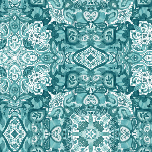 Clothworks Zakaria Tiles Turquoise