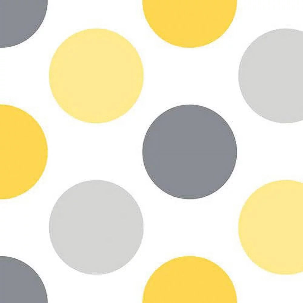 $5/yard White with Large Gray and Yellow Dots