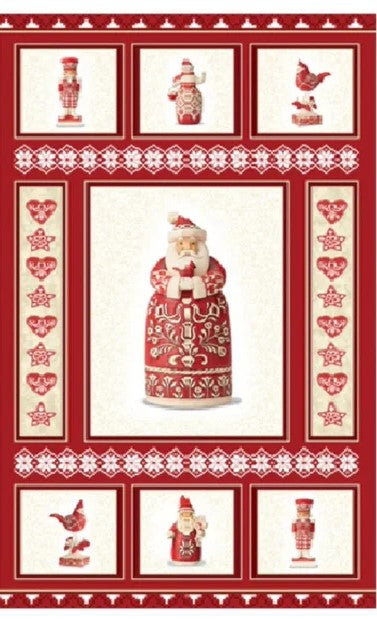 Benartex Panel Nordic Noel Red Santa, Nutcracker, Cardinals – Fabric 4 ...