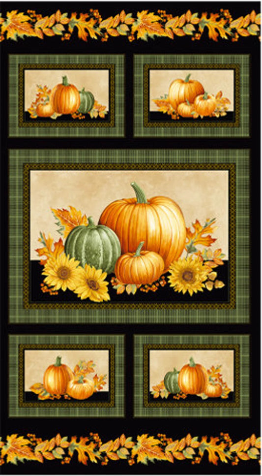 Benartex Panel Autumn Elegance 1664M Fall Autumn Pumpkin