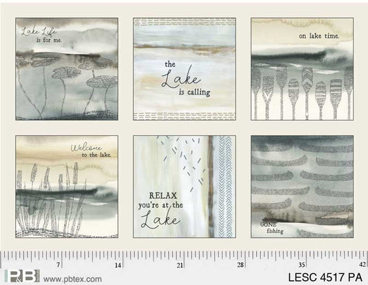 P&B Textiles Panel Lake Escape Squares 4517