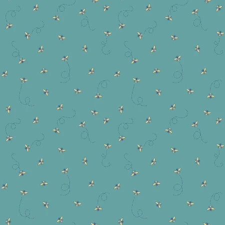 Riley Blake Daisy Fields Bees Scuba Teal SC12485