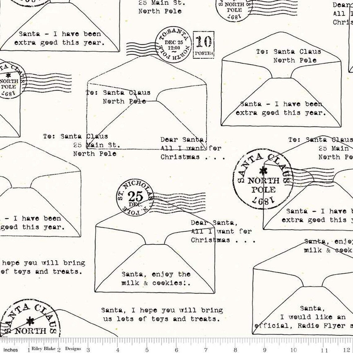 Riley Blake  Nicholas Letters To Santa White C12340