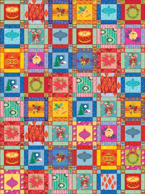 Suite B Fabrics Quilted Christmas Quilt Blocks Panel 922157899SB