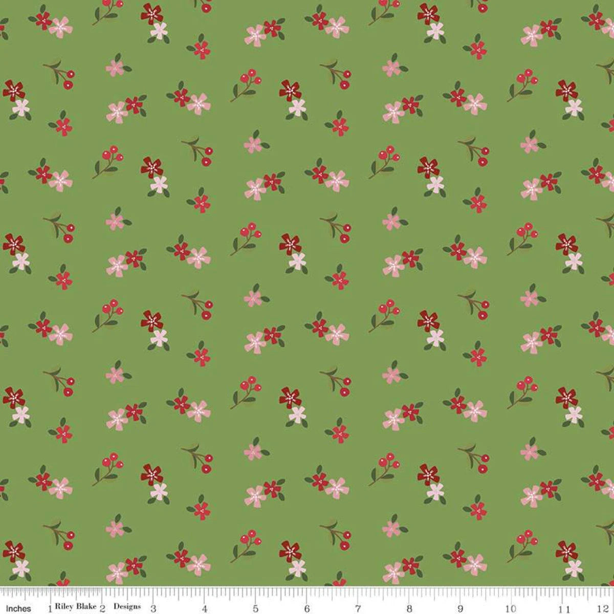 Riley Blake Holly Holiday Ditzy Basil C10884