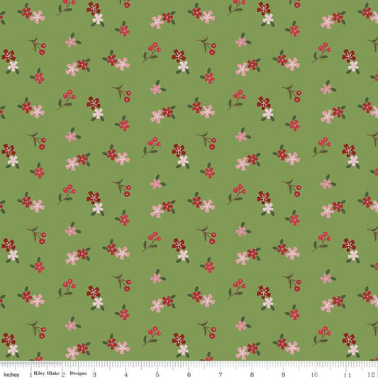 Riley Blake Holly Holiday Ditzy Basil C10884