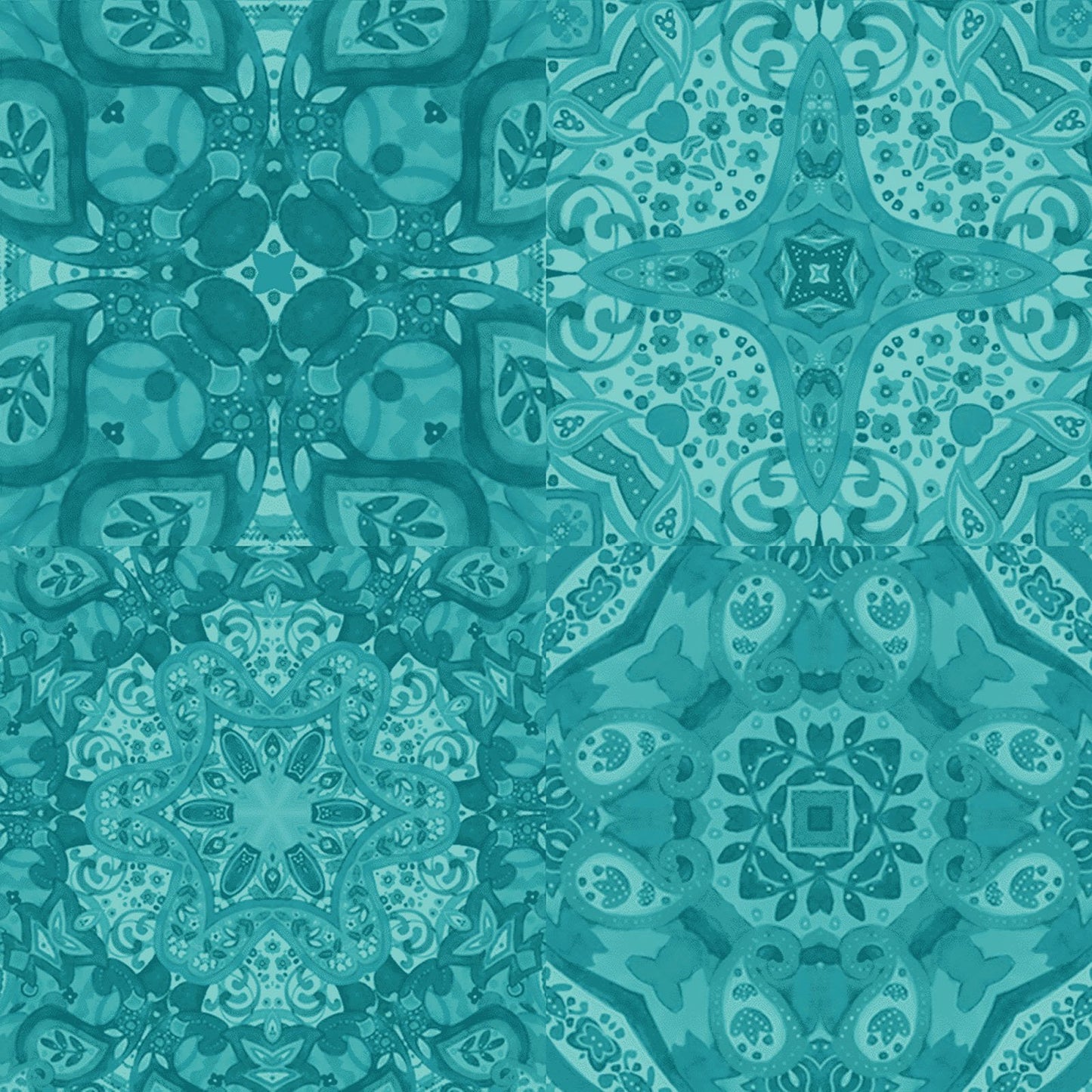 Clothworks Zakaria Tonal Tiles Turquoise