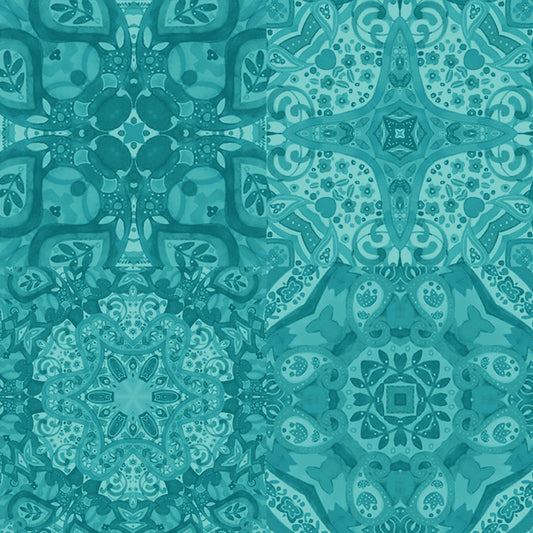 Clothworks Zakaria Tonal Tiles Turquoise