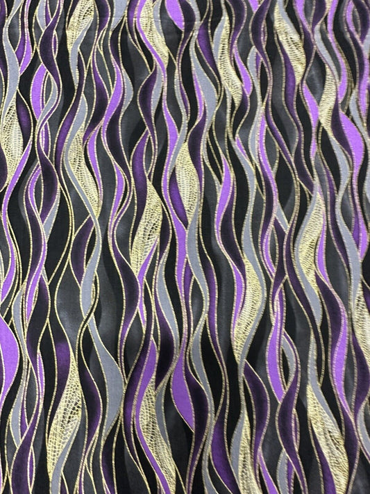 Benartex Dancing Waves of Black and Purple CM8503