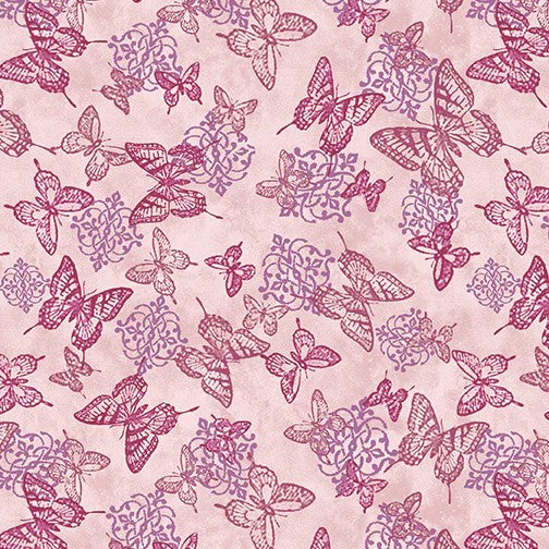 Benartex Cats & Quilts Butterfly Medallion Pink 10466