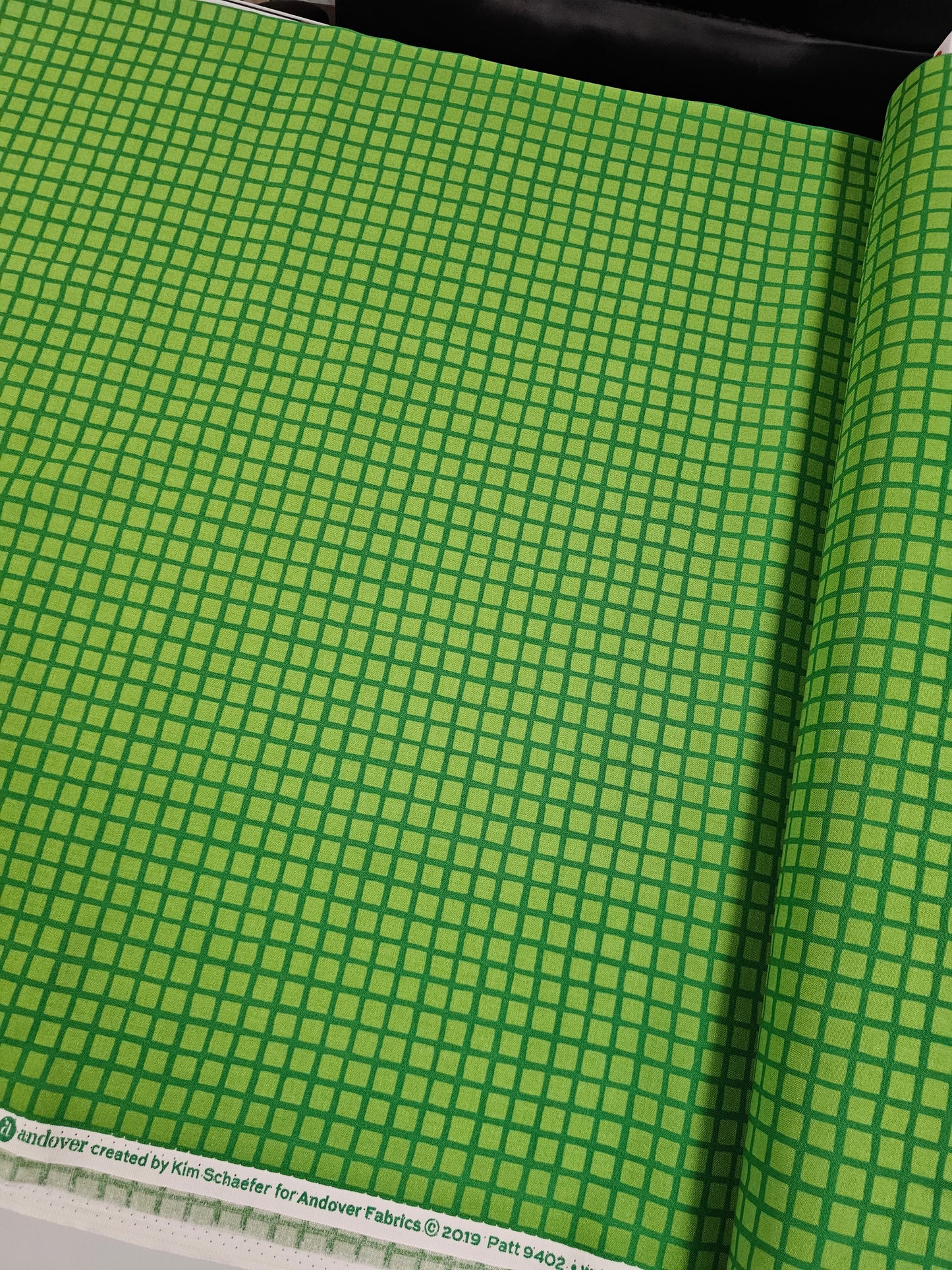 Andover Very Merry Groovy Grids in Green