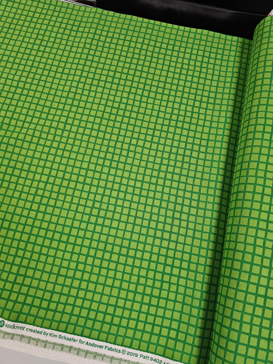 Andover Very Merry Groovy Grids in Green