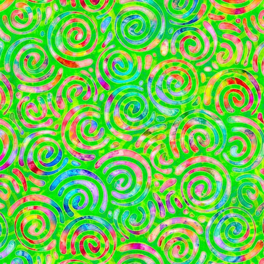 QT Fabrics Colorful Packed Scroll Swirl in Lime Green from Brilliance Collection