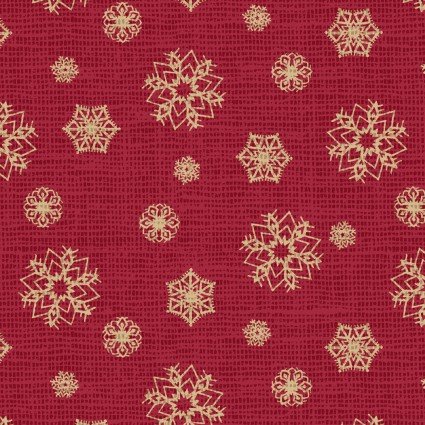P&B Textiles Postcard Holiday Gold Snowflakes on White