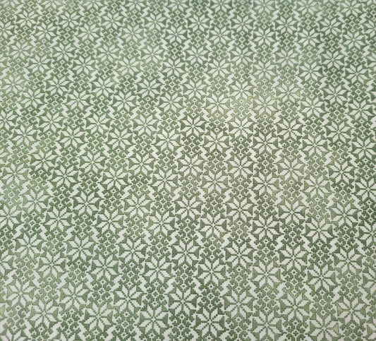 P&B Textiles Winter Wonderland Green and White Snowflakes #04154