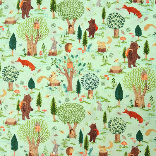 Clothworks Imagine Forest Animals Mint Y3422-110J Mint