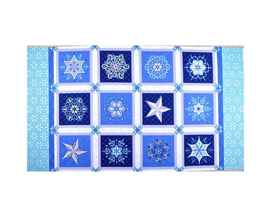 Contempo Winter Jewels Snowflake 24" Panel Blue