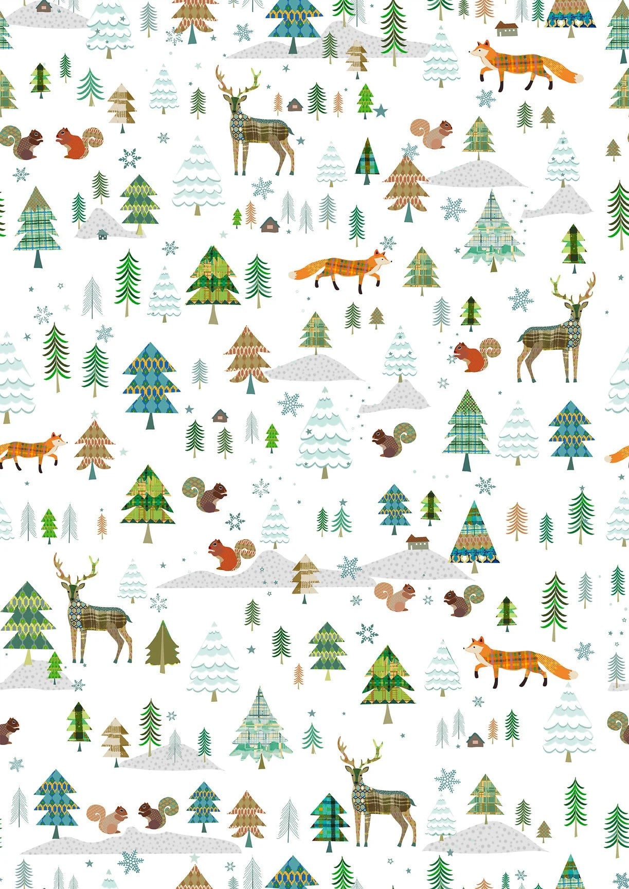 QT Fabrics Woodland Winter Animals & Trees White 28946-Z