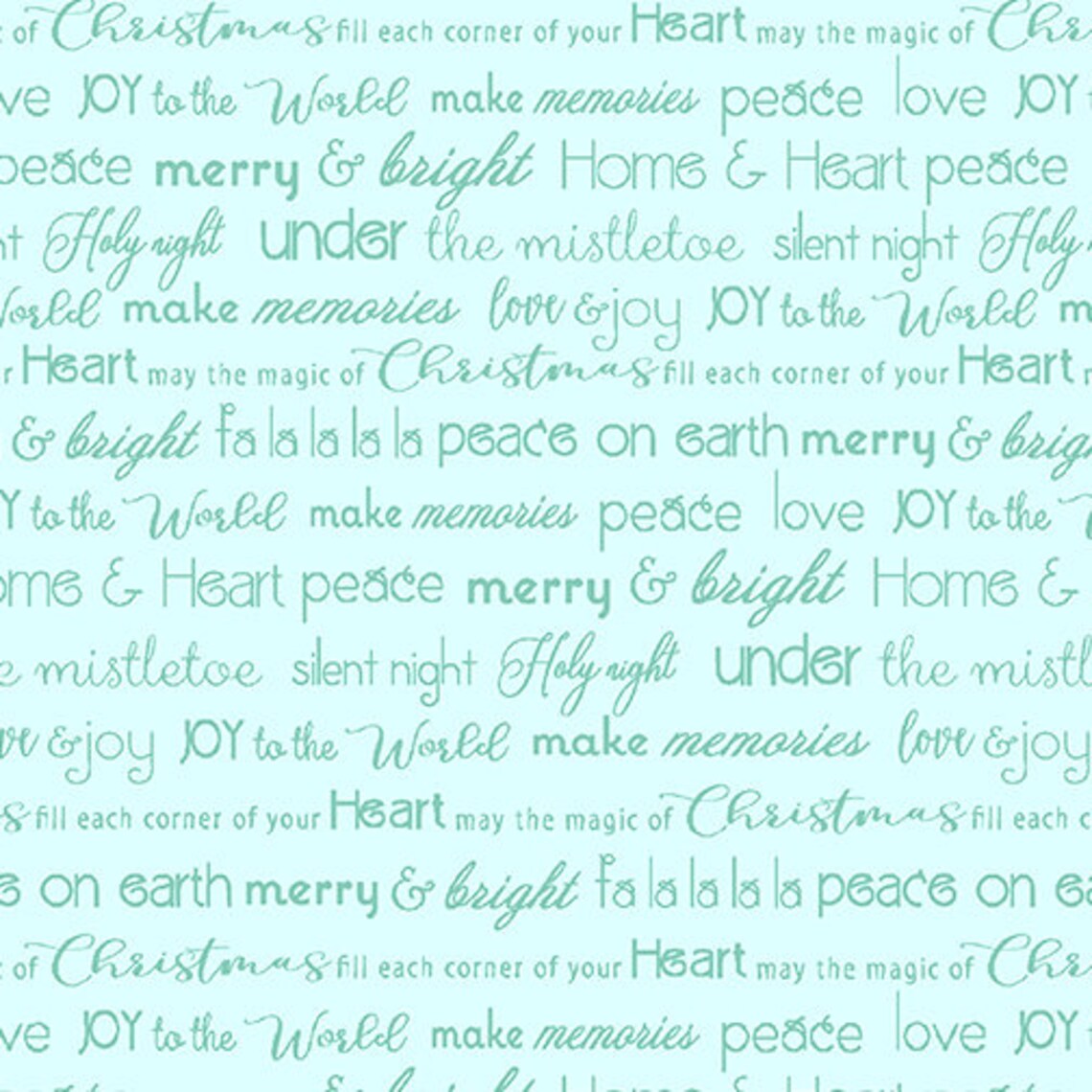 Contempo for Benartex Heart and Home Merry and Bright Words Teal 10329-04