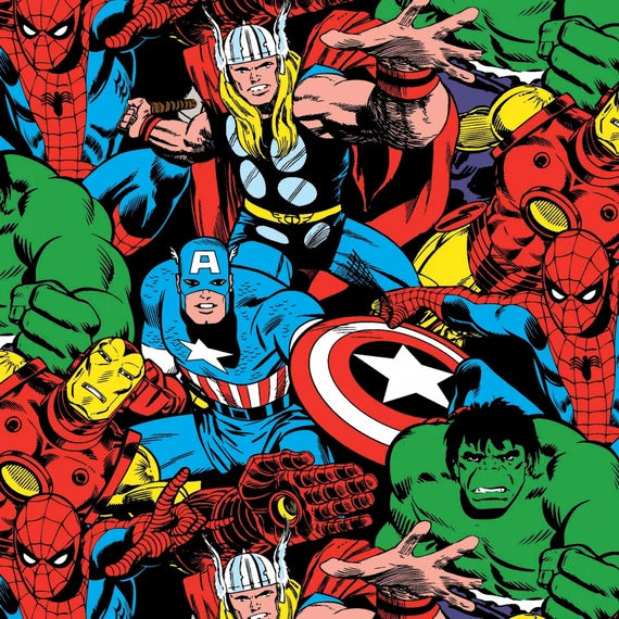 Licensed Marvel Comic Pack Fabric Spiderman, The Hulk