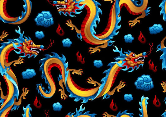 Dancing Dragons on Black