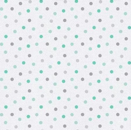 $5/yard $35/BOLT Gray and Mint Green Polka Dots on White