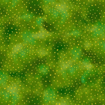 QT Fabrics Nancy Moore Mosaic Turtles Green with Yellow Dots