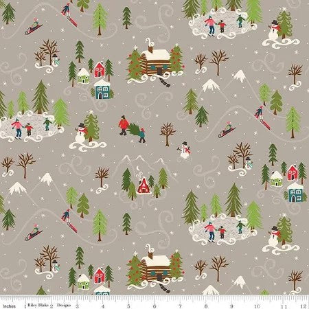 Riley Blake Winter Wonderland Winter Scene C12061 Gray