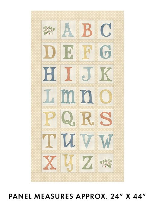 Benartex ABC Story ABC Alphabet Panel Tan Multi