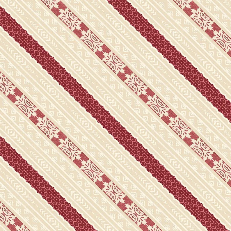 Wilmington Printspathways Stripe Cream and Burgundy