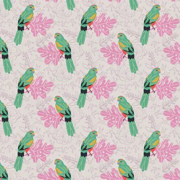 Paintbrush Studio Fabrics Birds & Blooms Parrots Grey 12021578