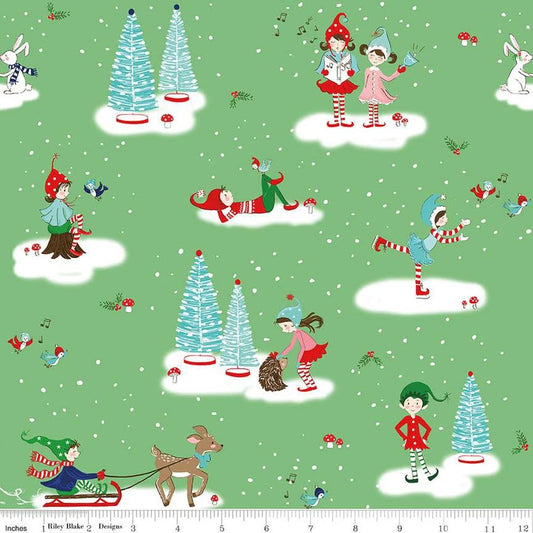 Riley Blake Pixie Noel 2 Christmas Pixies C12110 Green