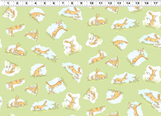 Clothworks Guess When Toss Light Olive Rabbits Y2872-23