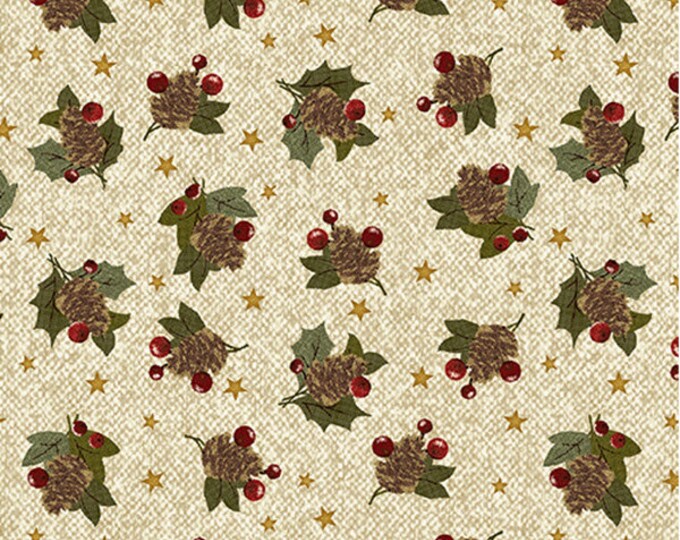 Benartex Very Wooly Winter Pine Berries in Cream