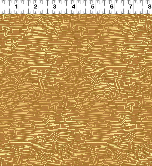 Clothworks Fiesta Horses Chocolate Brown Geo Texture Mazed Lines