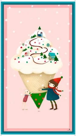 QT Fabrics Panel Santoro Kori Kumi Warm Wishes Ice Cream