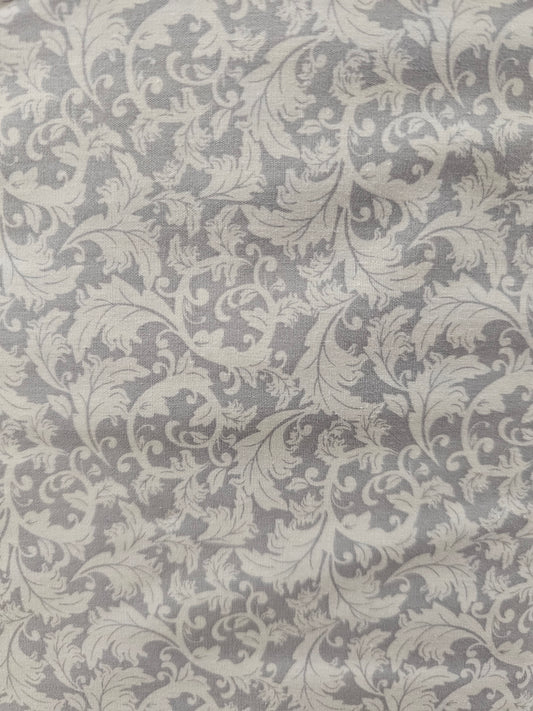 Mook Fabrics Spring Time Damask Look White Grey