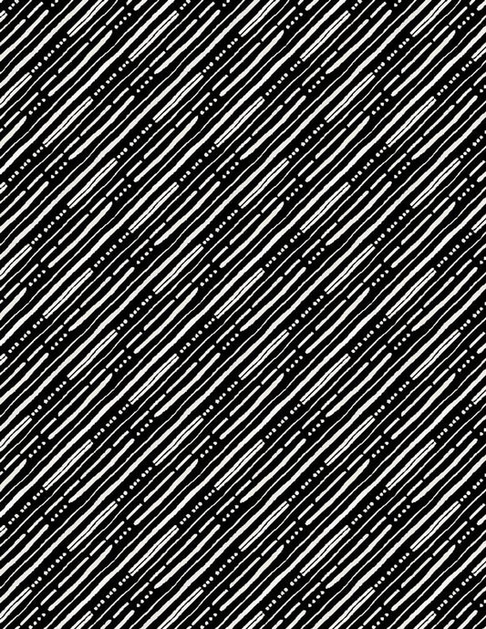 Wilmington Paisley Place Diagonal Stripes Black and White